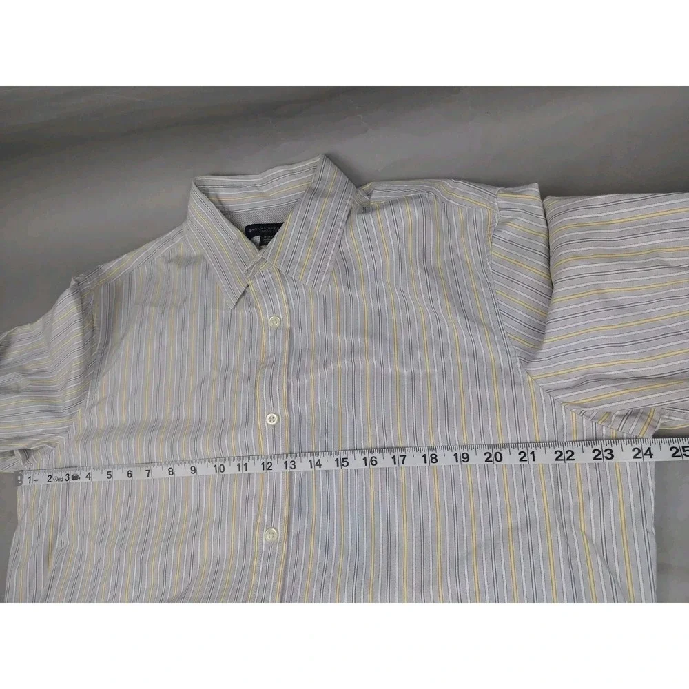 Banana Republic Classic Fit Men's 16-16.5 Large Yellow Gray Stripe Shirt‎